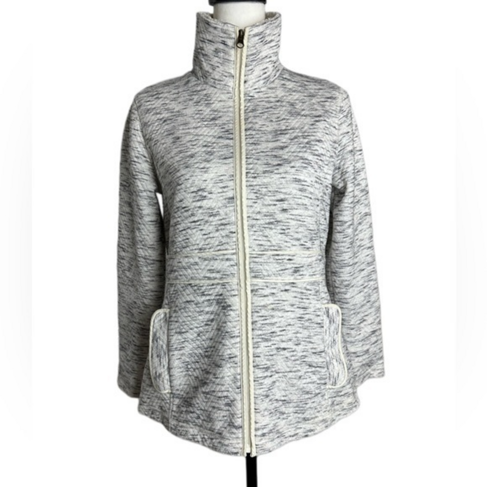 T by Talbots‎ Quilted Space Dye Faux Fur Collar Jacket Grey Womens SP